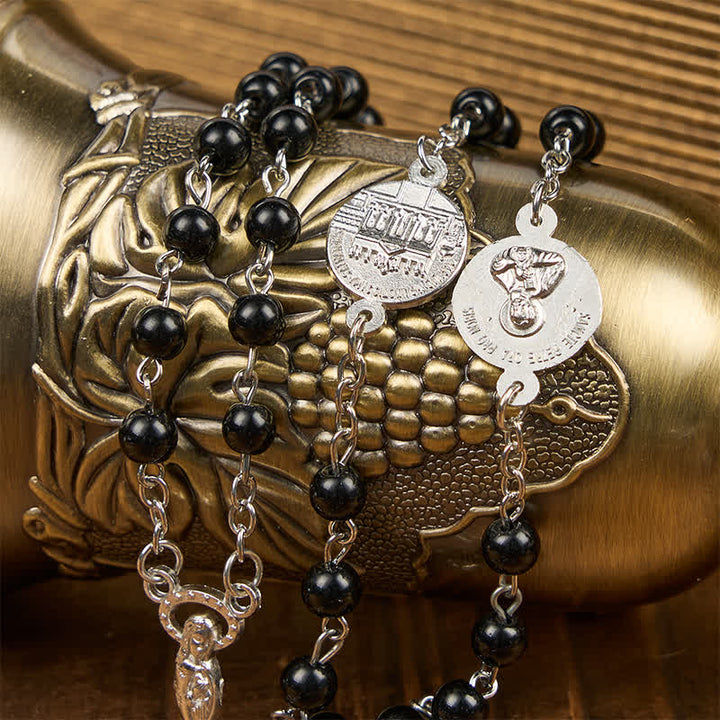 Christianartworkshop Crucifix & Our Lady of 8mm Pearl Prayer Beads Rosary (3 Colors) - image 9