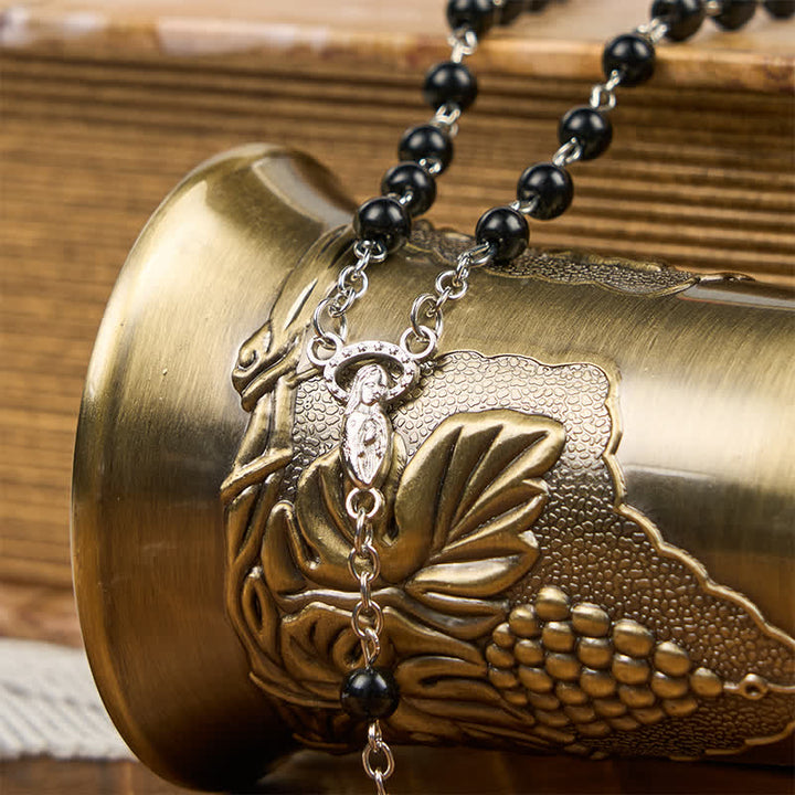 Christianartworkshop Crucifix & Our Lady of 8mm Pearl Prayer Beads Rosary (3 Colors) - image 14