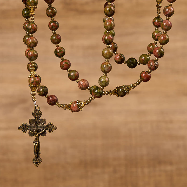 Christianartworkshop St. Benedict & Crucifix of 8mm Handmade Chrysocolla Stone Rosary - Exclusive Crafted for Holy Prayer - image 4