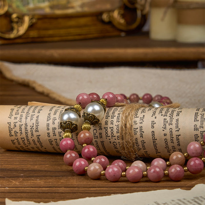 Christianartworkshop Miraculous Medal & Crucifix of 8mm Natural Red Wood Vein Stone Handmade Rosary Beads - image 10