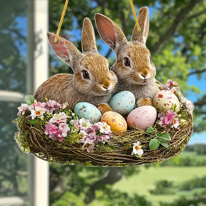Christianartworkshop Hop Into Easter Joy: Adorable Bunny Nest Hanging Ornaments - 5.91"/15cm - image 1