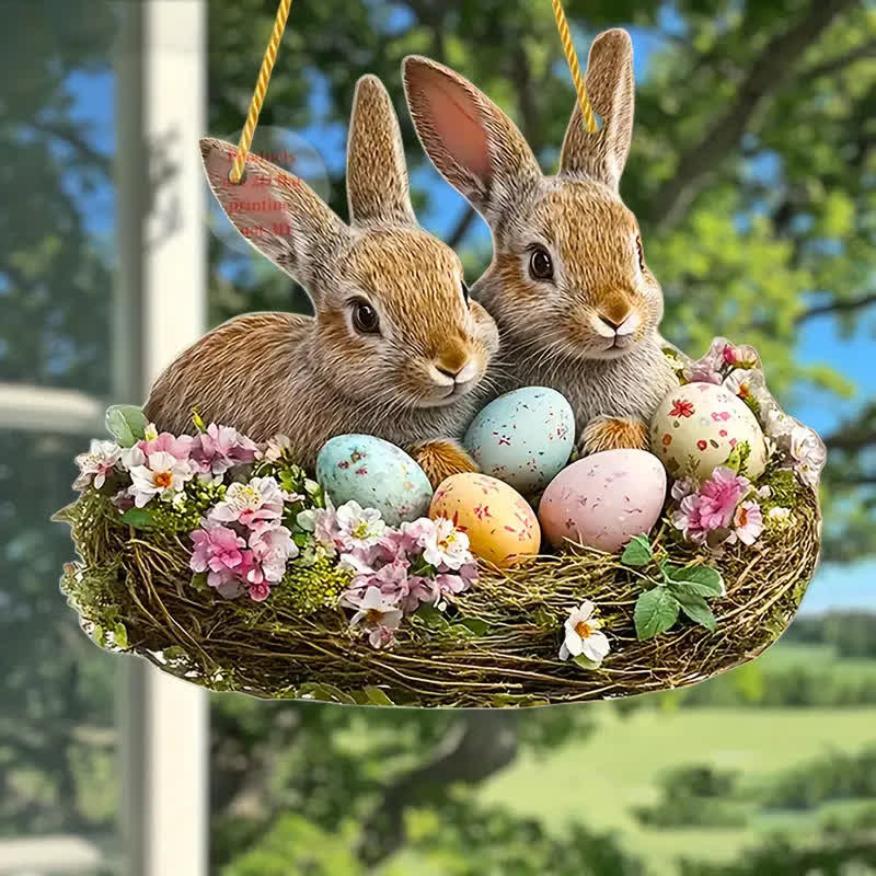 Christianartworkshop Hop Into Easter Joy: Adorable Bunny Nest Hanging Ornaments - 5.91"/15cm - image 0