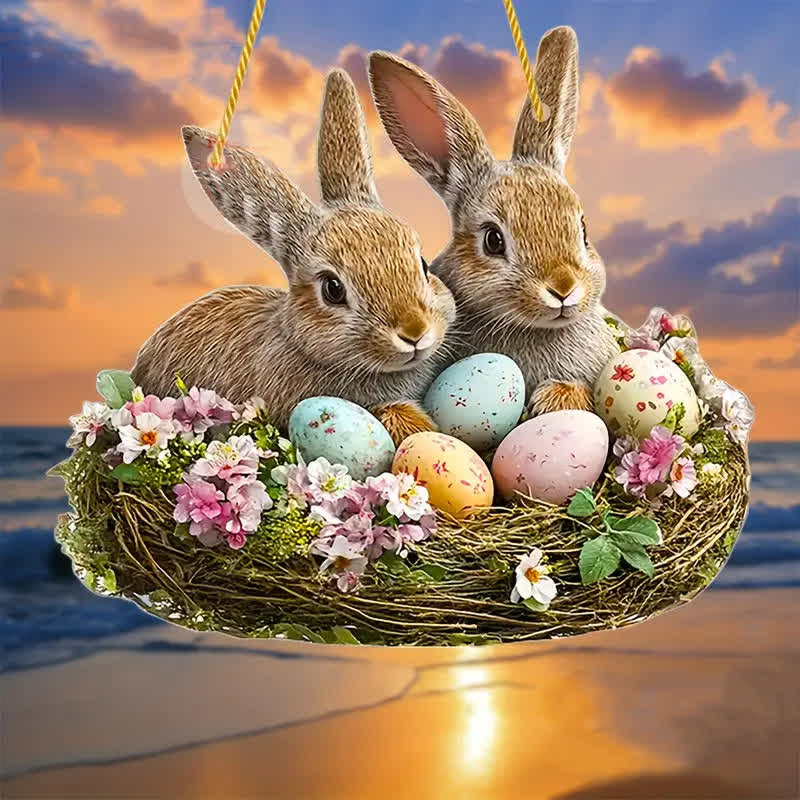Christianartworkshop Hop Into Easter Joy: Adorable Bunny Nest Hanging Ornaments - 7.87"/20cm - image 2