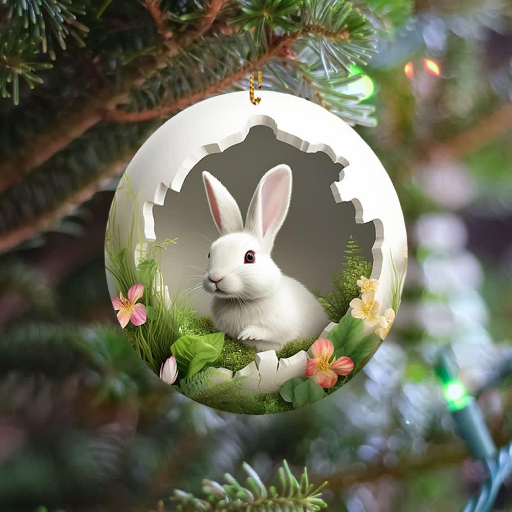 Christianartworkshop Easter Magic: Enchanted Bunny Garden Hanging Ornament - image 3