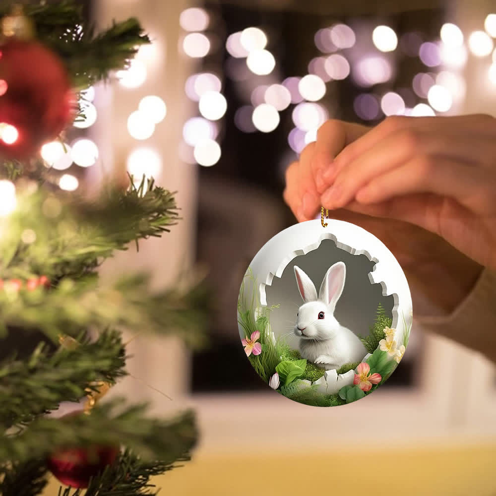 Christianartworkshop Easter Magic: Enchanted Bunny Garden Hanging Ornament - image 2