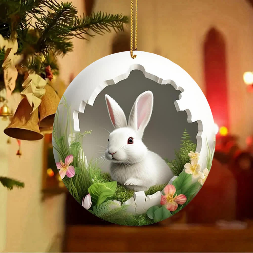 Christianartworkshop Easter Magic: Enchanted Bunny Garden Hanging Ornament - Easter Bunny - image 1