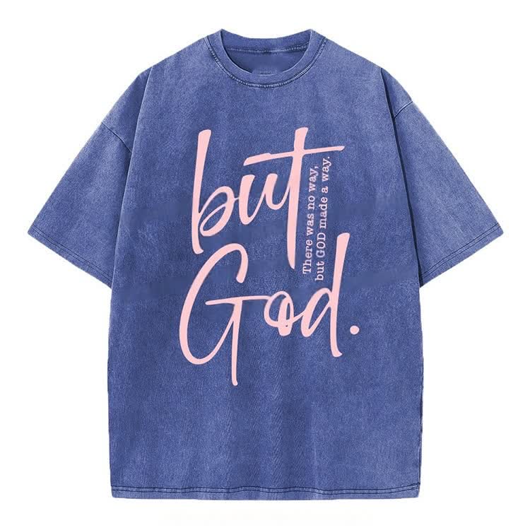 Christianartworkshop "But God" Washed T-Shirt - Blue - 4XL - image 7