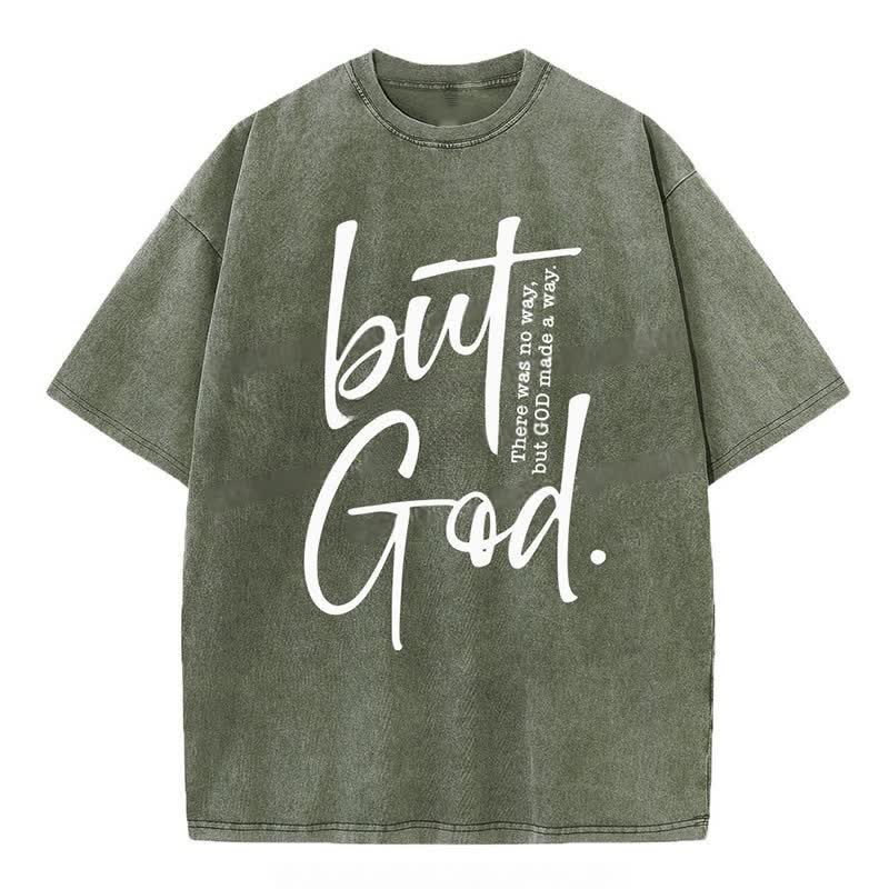 Christianartworkshop "But God" Washed T-Shirt - Army Green - 4XL - image 4