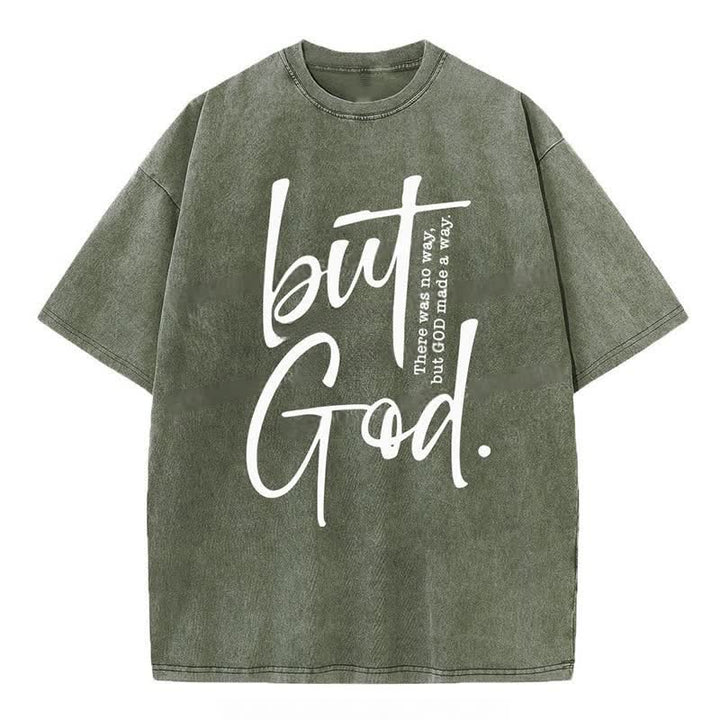 Christianartworkshop "But God" Washed T-Shirt - Army Green - 4XL - image 4