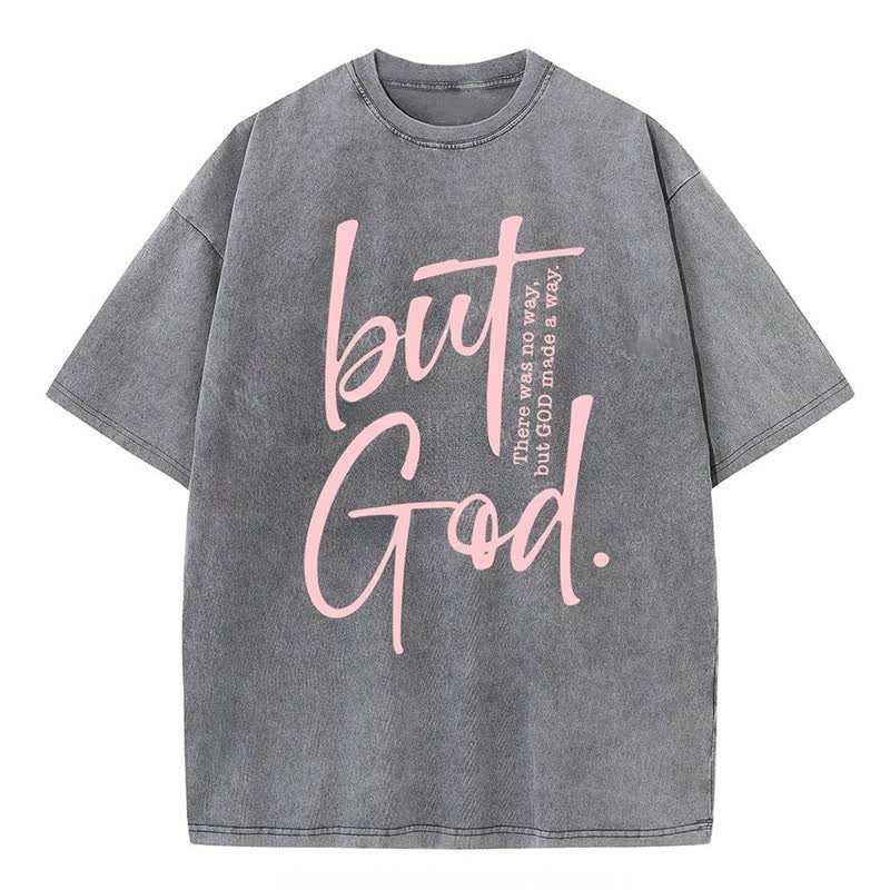 Christianartworkshop "But God" Washed T-Shirt - Grey - 4XL - image 3