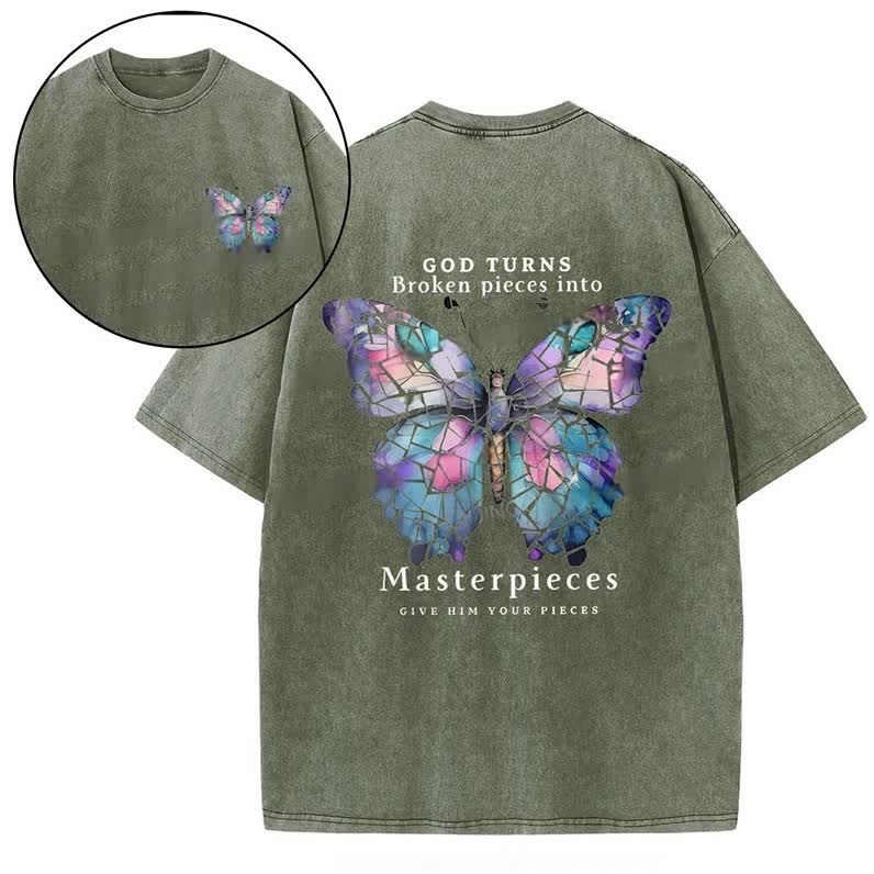 Christianartworkshop God Turns Broken Pieces into Masterpieces T-shirt - Army Green - 4XL - image 4