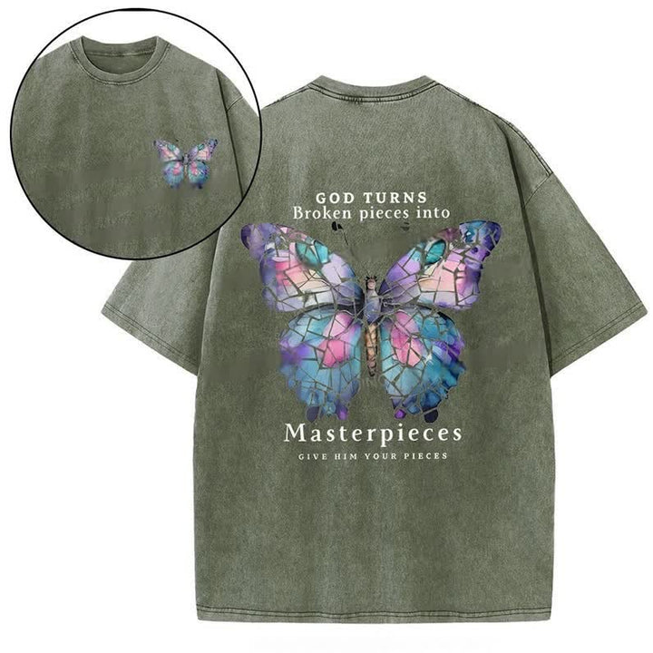 Christianartworkshop God Turns Broken Pieces into Masterpieces T-shirt - Army Green - 4XL - image 4