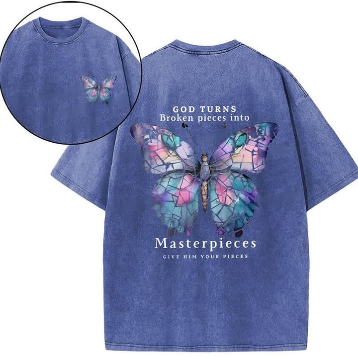 Christianartworkshop God Turns Broken Pieces into Masterpieces T-shirt - Blue - 4XL - image 6