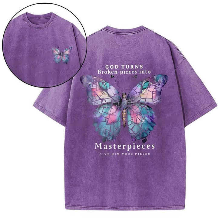 Christianartworkshop God Turns Broken Pieces into Masterpieces T-shirt - Purple - 4XL - image 8