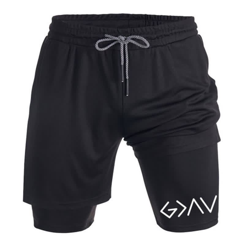 Christianartworkshop Geometric Logo Stylish Black Athletic Shorts - image 2