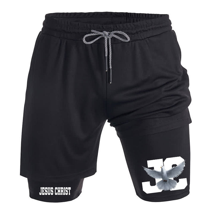 Christianartworkshop Dove and Cross Black Athletic Shorts - image 2