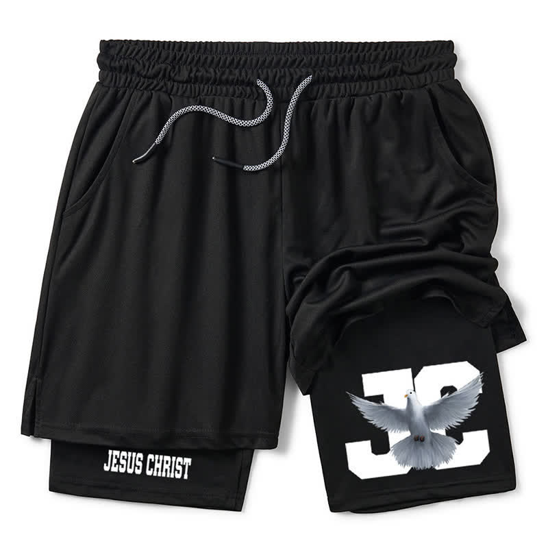 Christianartworkshop Dove and Cross Black Athletic Shorts - Shorts - 3XL - image 1