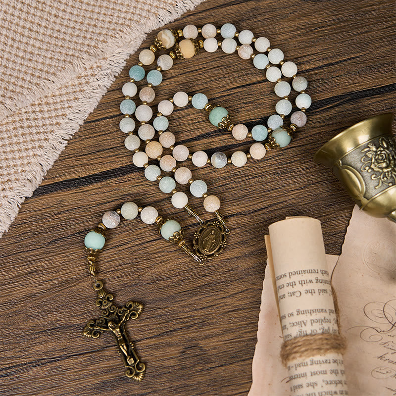 Christianartworkshop Handmade 8mm Matte Amazonite Rosary - A Timeless Piece of Devotion - image 2