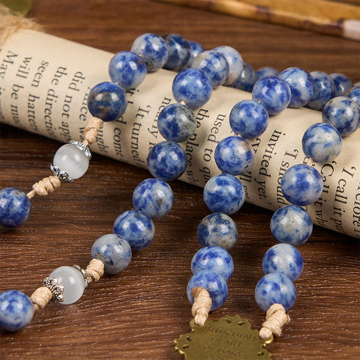 Christianartworkshop PRAYERFUL FAITH: Round Blue Stone Nylon Cord Rosary with Gift Card - image 11