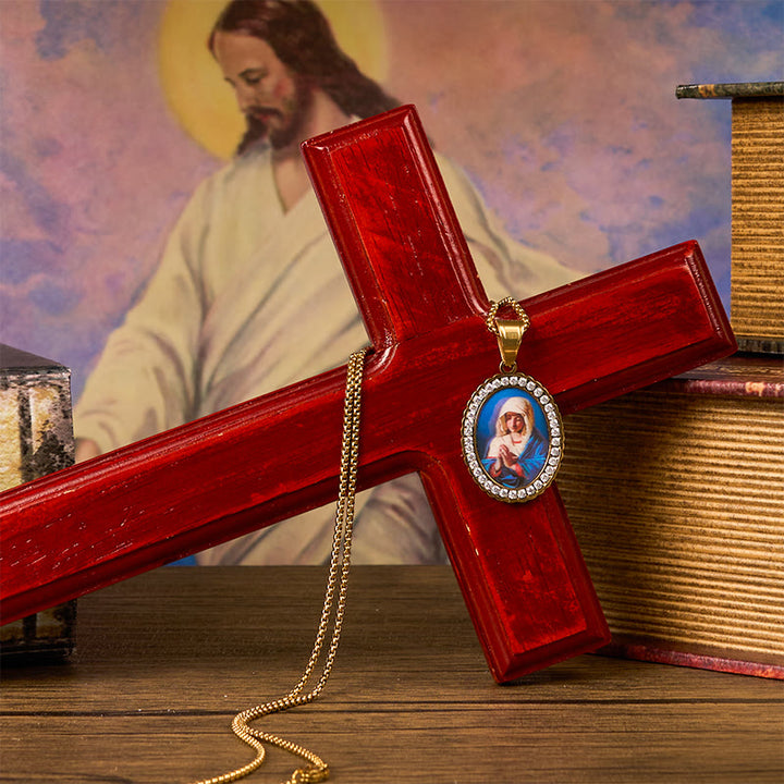 Christianartworkshop Our Lady Pray For Us - Holy Mary in Prayer Necklace A Profound Symbol of Devotion - image 2