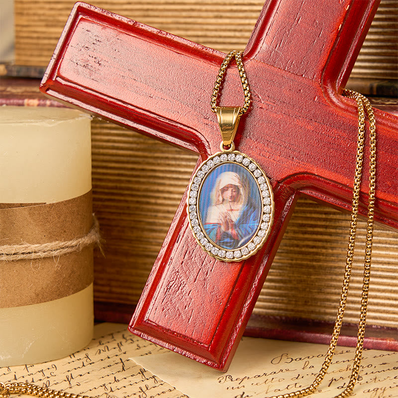 Christianartworkshop Our Lady Pray For Us - Holy Mary in Prayer Necklace A Profound Symbol of Devotion - image 3