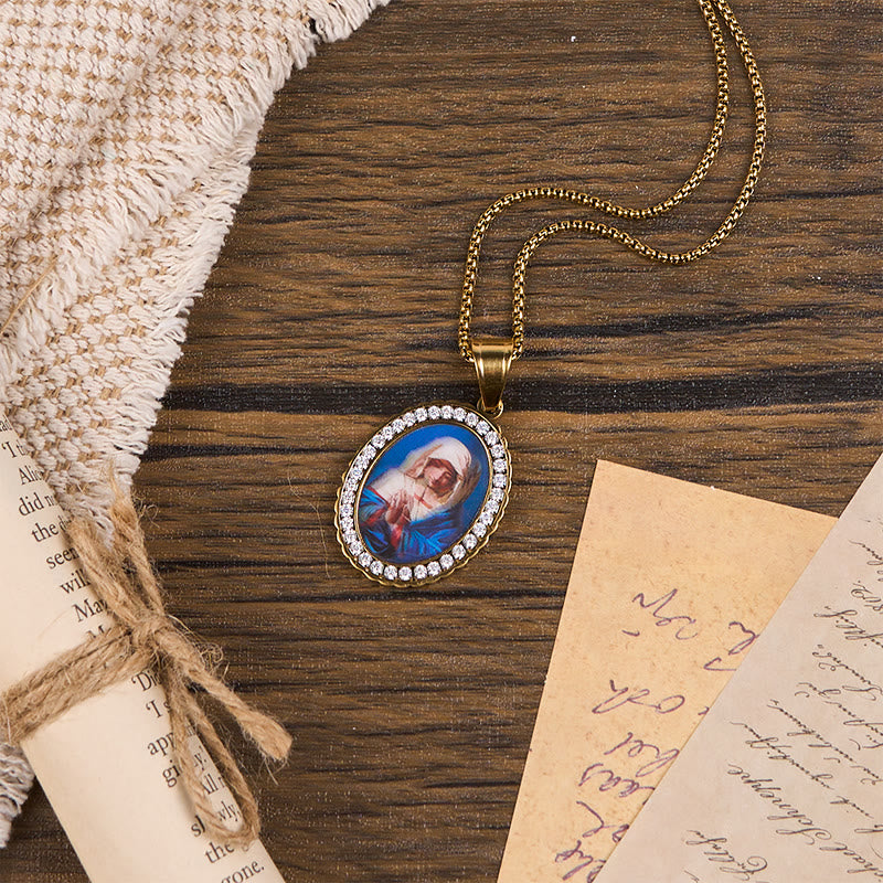 Christianartworkshop Our Lady Pray For Us - Holy Mary in Prayer Necklace A Profound Symbol of Devotion - image 4