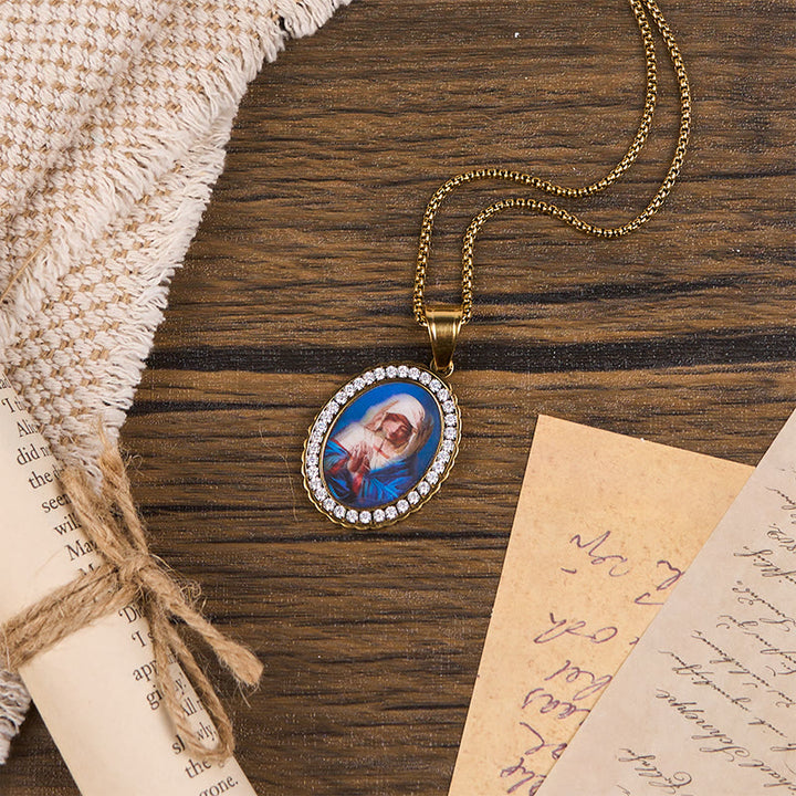 Christianartworkshop Our Lady Pray For Us - Holy Mary in Prayer Necklace A Profound Symbol of Devotion - image 4