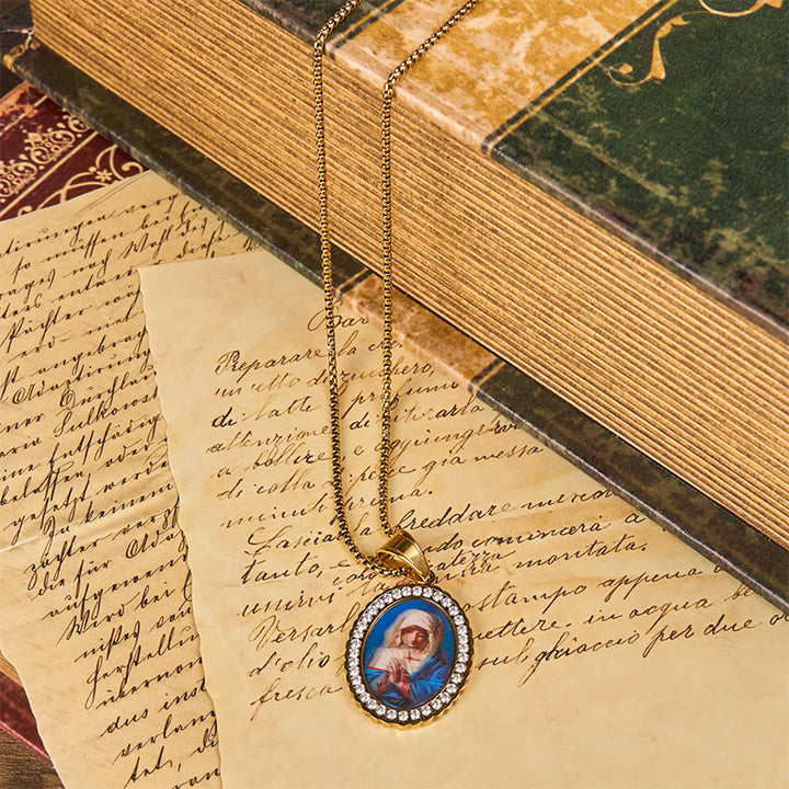 Christianartworkshop Our Lady Pray For Us - Holy Mary in Prayer Necklace A Profound Symbol of Devotion - image 6
