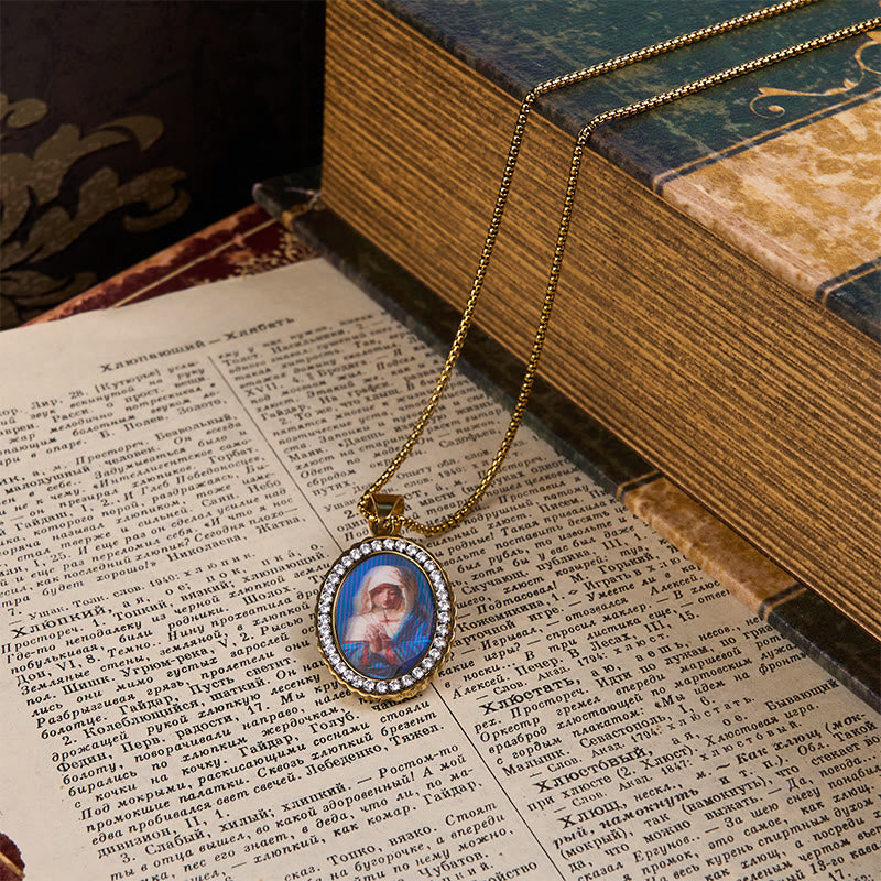 Christianartworkshop Our Lady Pray For Us - Holy Mary in Prayer Necklace A Profound Symbol of Devotion - image 5
