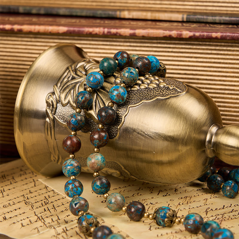 Christianartworkshop Blue Pattern Beads Handmade Rosary: Miraculous Medal & Crucifix of 8mm Authentic Larimar Stone - image 8