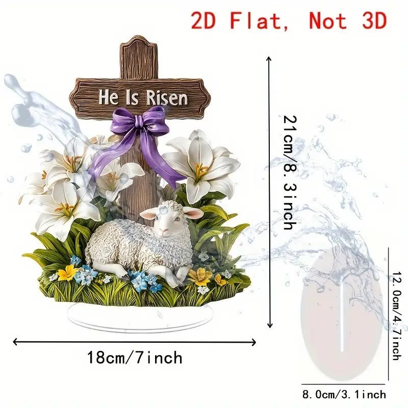 Christianartworkshop Easter Resurrection with He Is Risen Cross and Lamb Figurine - image 4