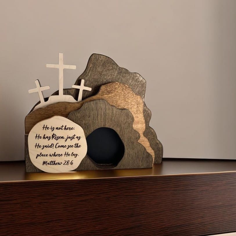 Christianartworkshop Celebrate Easter Resurrection with "He Is Risen" Wooden Tabletop Decor - He is Risen - image 1