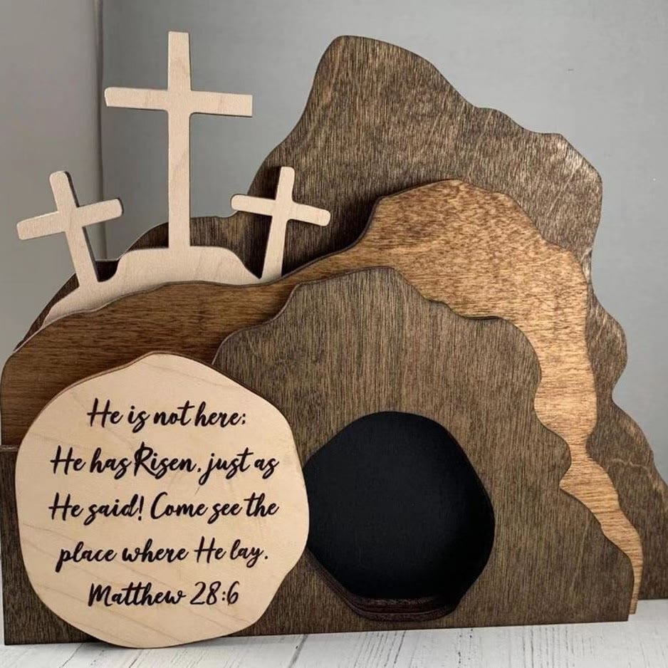 Christianartworkshop Celebrate Easter Resurrection with "He Is Risen" Wooden Tabletop Decor - image 2