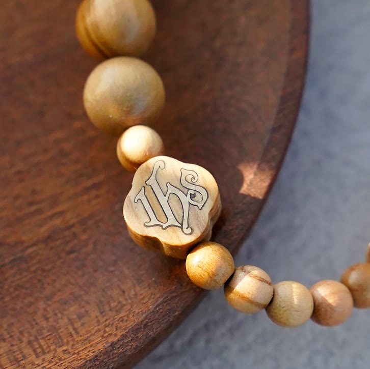 Christianartworkshop Olive Wood Bracelet Rose Rosary Portable Elastic Bracelet - image 16