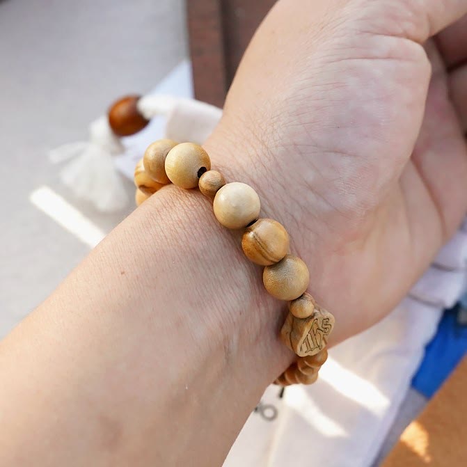Christianartworkshop Olive Wood Bracelet Rose Rosary Portable Elastic Bracelet - image 11