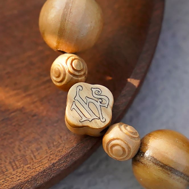 Christianartworkshop Olive Wood Bracelet Rose Rosary Portable Elastic Bracelet - image 14