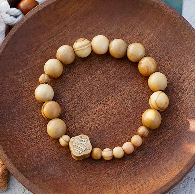 Christianartworkshop Olive Wood Bracelet Rose Rosary Portable Elastic Bracelet - 10mm-a - image 3