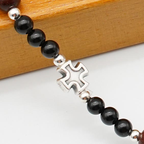 Christianartworkshop 6mm Rosewood Three-circle Elastic Bracelet Divine Rosary Beads - image 8
