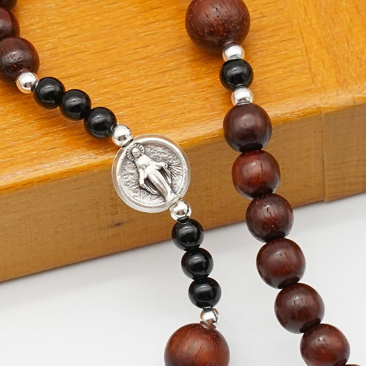 Christianartworkshop 6mm Rosewood Three-circle Elastic Bracelet Divine Rosary Beads - image 7