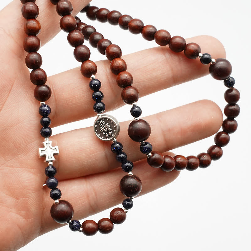 Christianartworkshop 6mm Rosewood Three-circle Elastic Bracelet Divine Rosary Beads - image 5