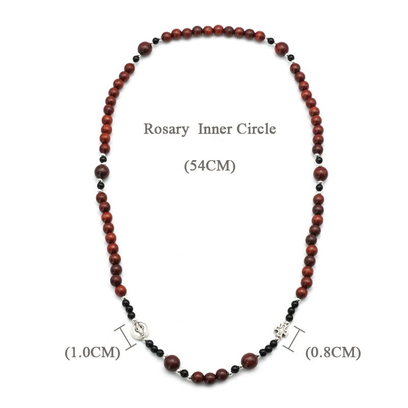 Christianartworkshop 6mm Rosewood Three-circle Elastic Bracelet Divine Rosary Beads - image 11