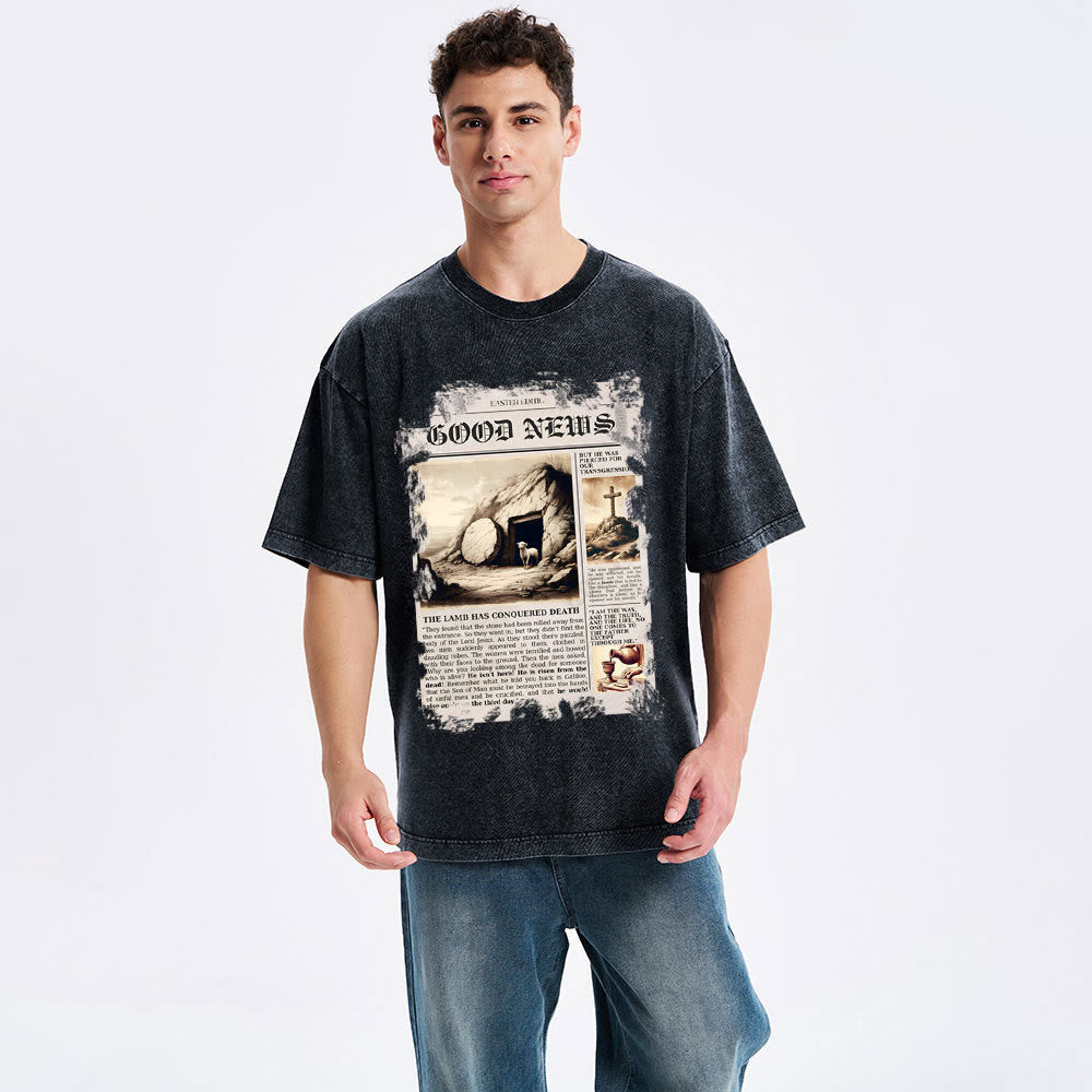 Christianartworkshop Good News Christian Washed T-Shirt - image 2