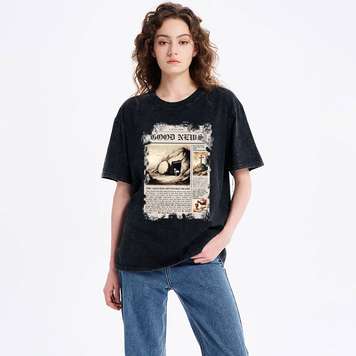 Christianartworkshop Good News Christian Washed T-Shirt - image 3