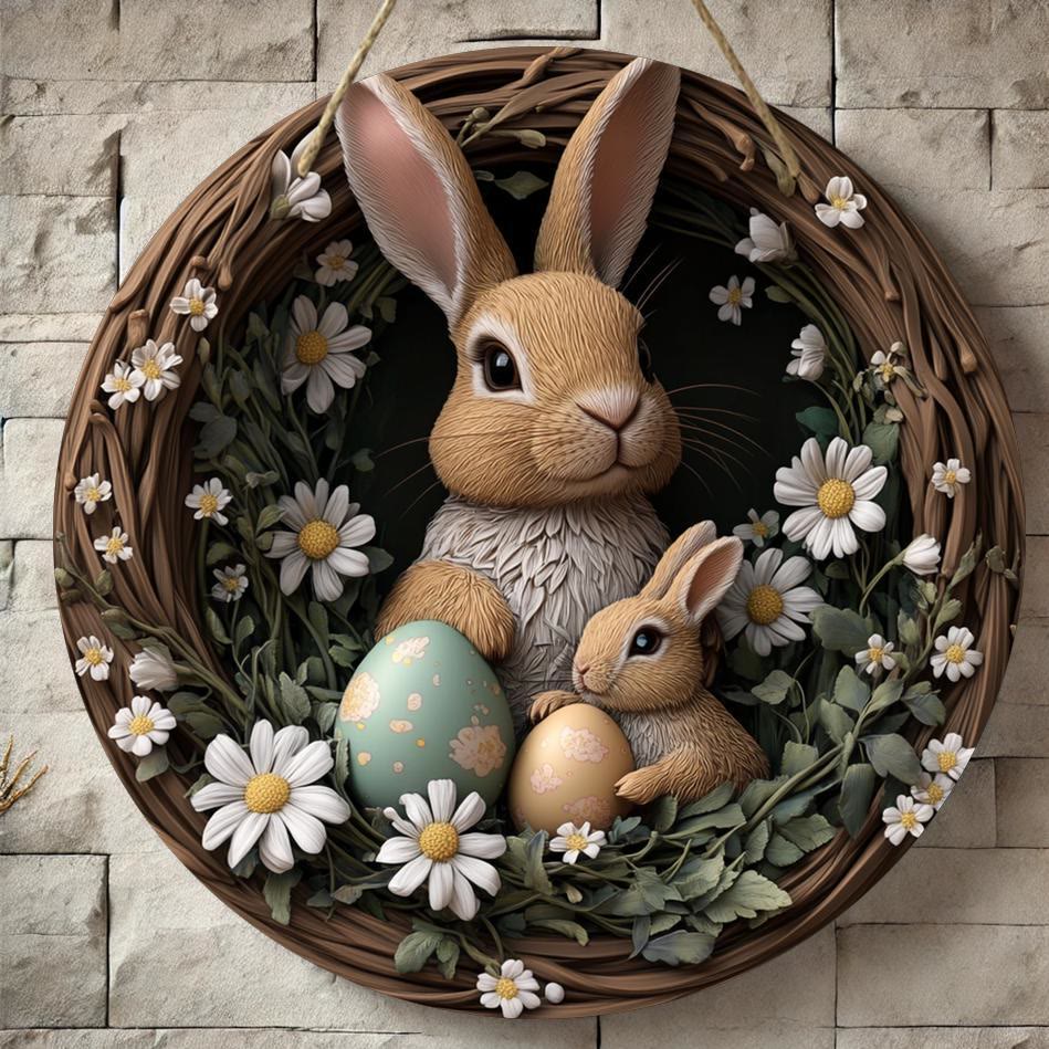 Christianartworkshop Resurrection & Vitality: Easter Bunny Wooden Hanging Pendant Ornament - Easter Bunny - image 1