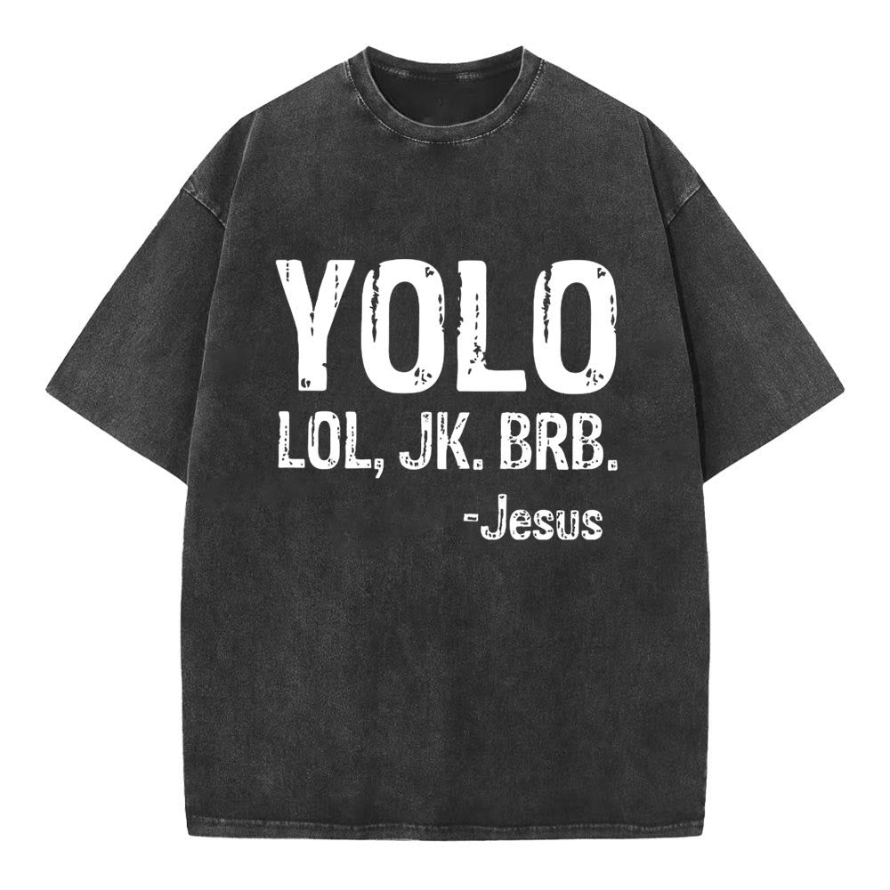 Christianartworkshop YOLO Christian Washed T-Shirt - Black - 4XL - image 1