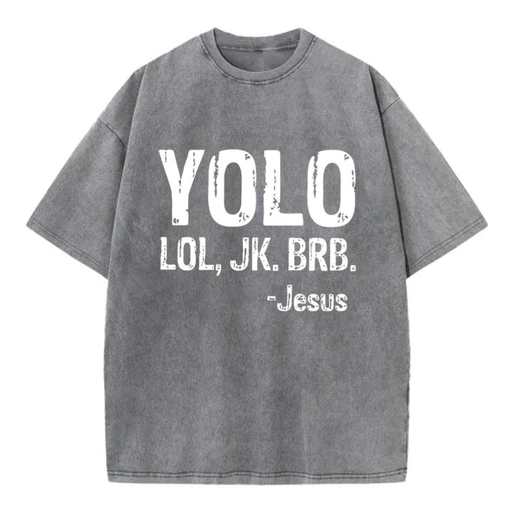 Christianartworkshop YOLO Christian Washed T-Shirt - Gray - 4XL - image 5