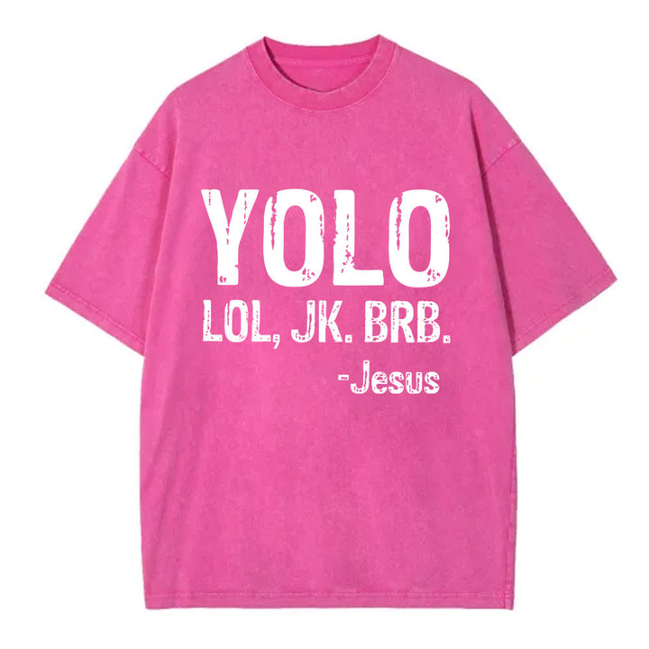 Christianartworkshop YOLO Christian Washed T-Shirt - Pink - 4XL - image 9