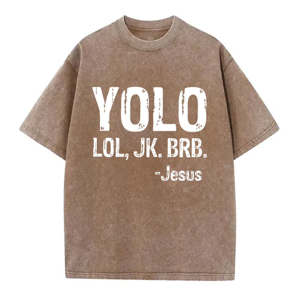 Christianartworkshop YOLO Christian Washed T-Shirt - Coffee - 4XL - image 6