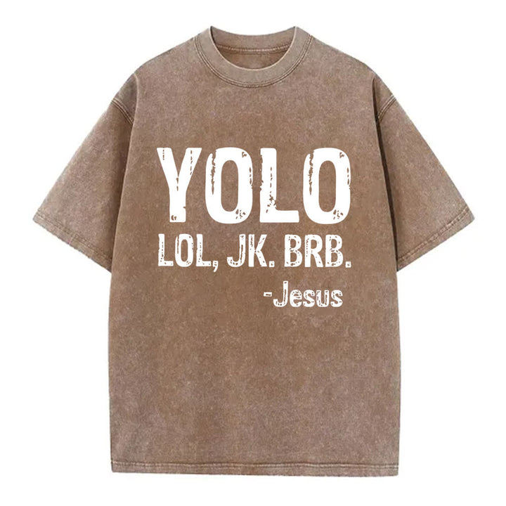 Christianartworkshop YOLO Christian Washed T-Shirt - Coffee - 4XL - image 6