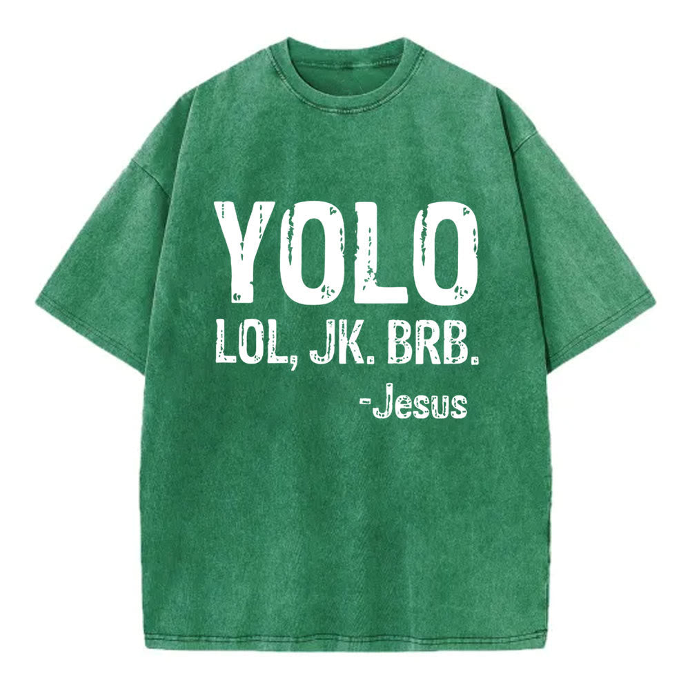 Christianartworkshop YOLO Christian Washed T-Shirt - Grass Green - 4XL - image 10